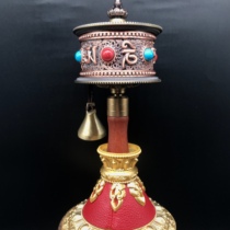 Hand-cranked warp wheel smooth pure copper pagoda shape with base 86000 times Guanyin heart curse compassionate wish