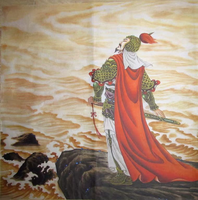 岳飞画像中国名人字画四尺人物画国画客厅会所酒店装饰字画岳飞像