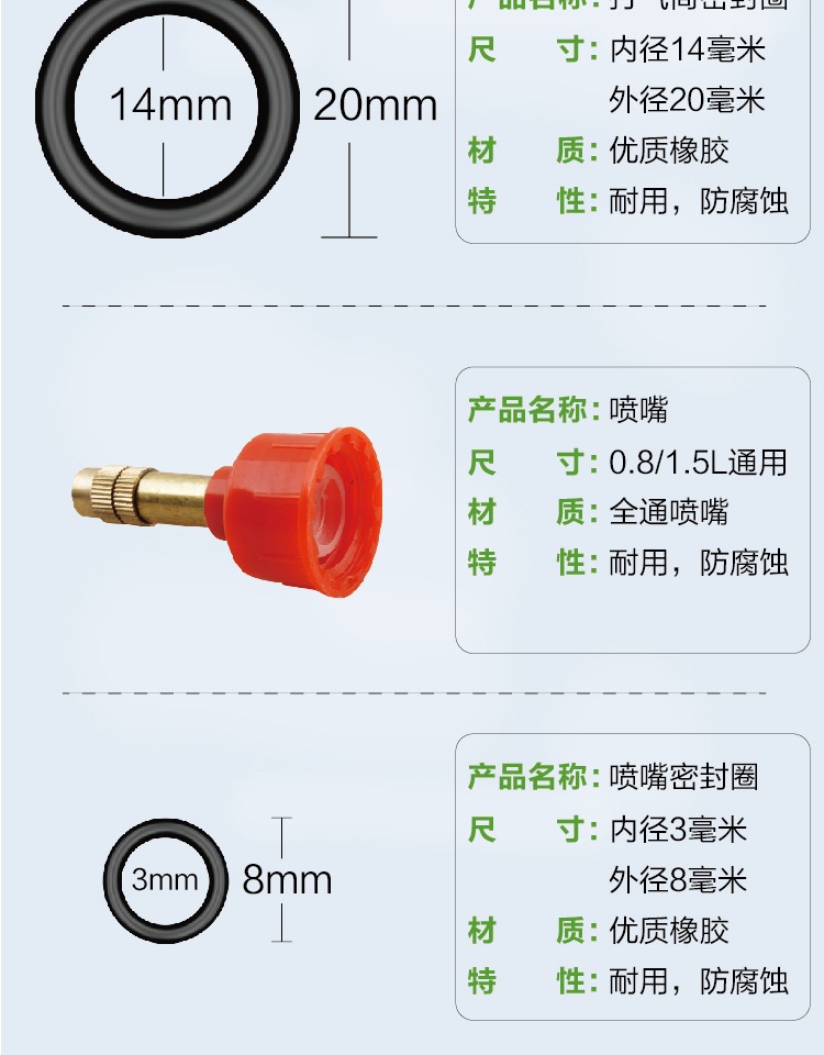 喷水壶喷雾器喷壶配件零件密封圈o型圈耐腐蚀喷头喷嘴通用满包邮_双氙