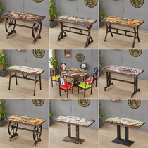 Iron Art Retro Themed West Restaurant Casual Coffee Milk Tea Shop Snack BBQ Shop Industrial Wind Fast Food And Chairs Combine