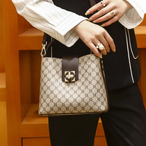 French DUDK womens bag 2022 new fashion printing large-capacity bucket bag one-shoulder handbag temperament Messenger bag