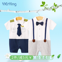 Newborn gentleman climbing tide suit 100 days banquet boy birthday party dress Spring Summer