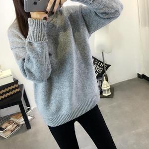 2018秋冬新款外套毛衣冬款加厚套头圆领宽松打底衫个性 毛衣 女潮