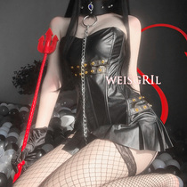 Dark Black Queens Flirty Uniform Trap Leather Sexy Suit Cat Lady Rabbit Girl