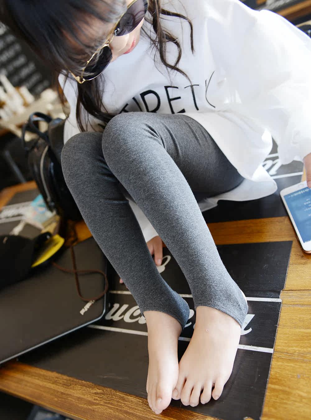 菲菲的衣柜2017春秋季新款中大女童脚踩连裤袜儿童修身打底裤袜子