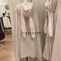 Japanese GP autumn winter cartoon cute long ear rabbit hooded blanket coral velvet home cloak blanket
