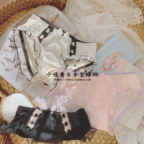 Japanese cute princess style girl panties cotton gilded gold star sexy lace-trimmed bow briefs without marks