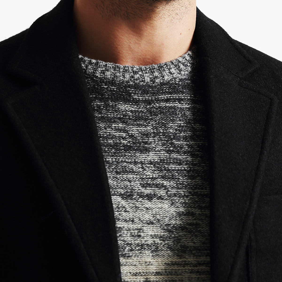 Simwood简木男装2016冬胸前口袋修身厚款混羊毛中长款大衣外套男产品展示图2