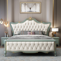American bed solid wood bed light extravagant 1 8 m 1 5m master bedroom with double bed soft bag modern minimalist high case storage wedding bed