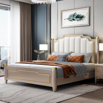 American solid wood bed 1 8 m double bed modern minimalist Euro style beds 1 5 master bedroom with light lavish wedding bed princess bed storage