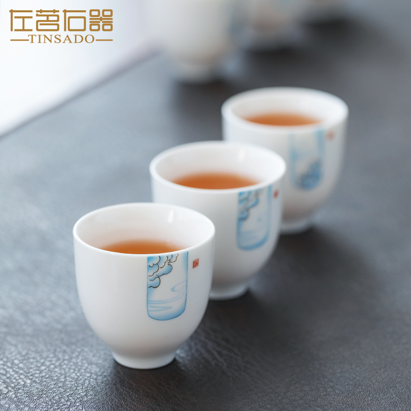 ZuoMing right is white porcelain ceramic cups kung fu tea set a single master cup sample tea cup single cup by hand only