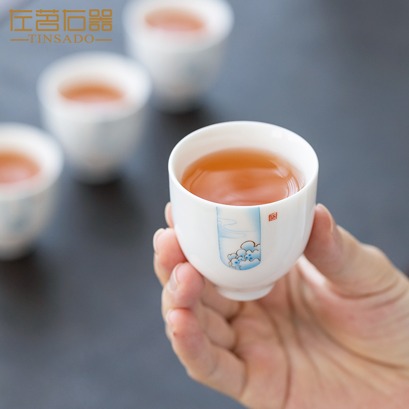 ZuoMing right is white porcelain ceramic cups kung fu tea set a single master cup sample tea cup single cup by hand only