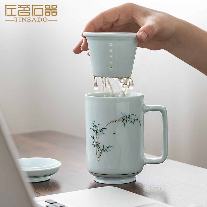 ZuoMing right device ceramic tea cup with lid filtration separation take water cup keller caddy fixings gift boxes suits for