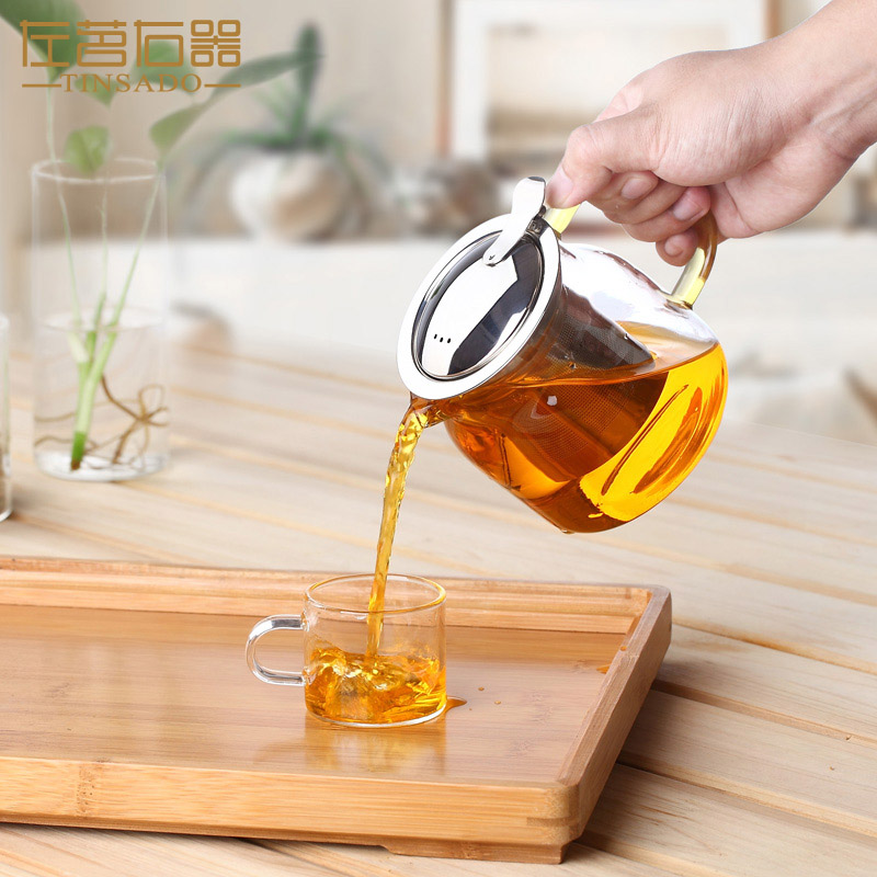 ZuoMing right implement large glass teapot tea separation stainless steel filter more flower pot heat single pot of tea