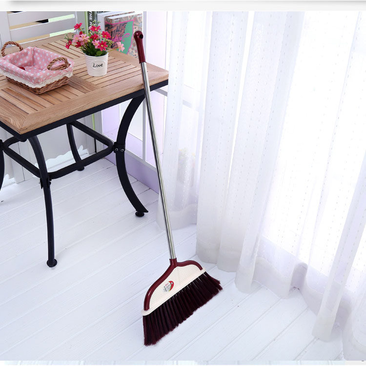 扫灰尘毛发居家小扫把不锈钢时尚短杆轻便型单手扫帚塑料软毛笤帚