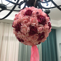 Wedding supplies Wedding site New house wedding room decoration supplies Decoration pull flower color with flower ball gauze curtain