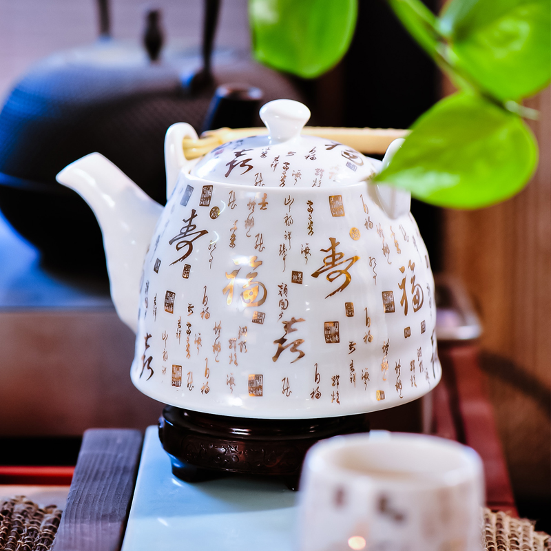 Jingdezhen tea set of household ceramic teapot girder pot of Japanese large teapot teacup 6 cup pot 1
