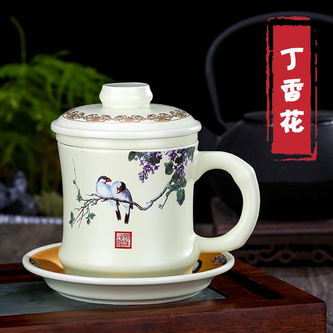 Jingdezhen ceramic cups filter tank cup with cover home office large - capacity glass tea cup