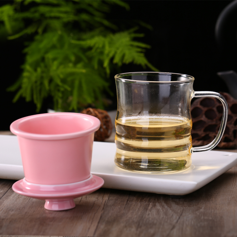 Household filter tea transparent glass ceramic cup with cover business office heat - resistant glass tea cup with cover