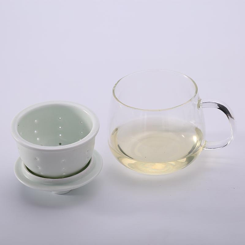 Household filter tea transparent glass ceramic cup with cover office conference room, heat - resistant glass tea cup with cover