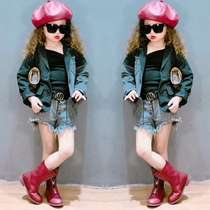 2020 Autumn New Products Original and American Girl Clothing Girl Denim Western Suit Splicing Jacket CUHK Child Fashion Suit Walk Show