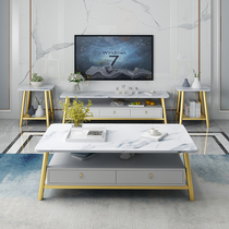 Nordic marble TV cabinet coffee table combination set modern simple small apartment living room bedroom light luxury furniture