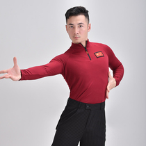 Dance Pavilion modern dance clothes mens shirts practice clothes slim body collar national standard dance just ballroom dance Latin dance