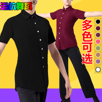 Latin dance jacket mens short sleeve dance costume dance clothing friendship performance clothing modern dance practice uniform national standard dance