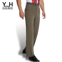 Summer thin mens Latin dance pants square dance pants national standard modern dance pants loose stripe pocket Performance pants