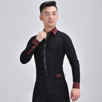 Dance Pavilion mens modern dance jacket national standard dance shirt dance shirt dance practice clothing Latin dance long sleeve shirt clothing