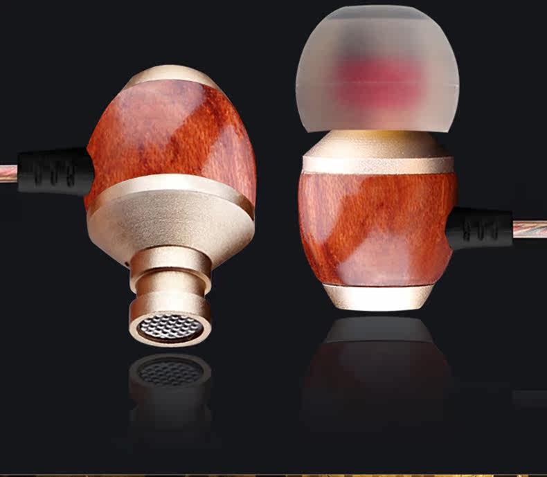 捷升m300木质耳机入耳式手机通用线控带麦重低音金属音乐耳塞