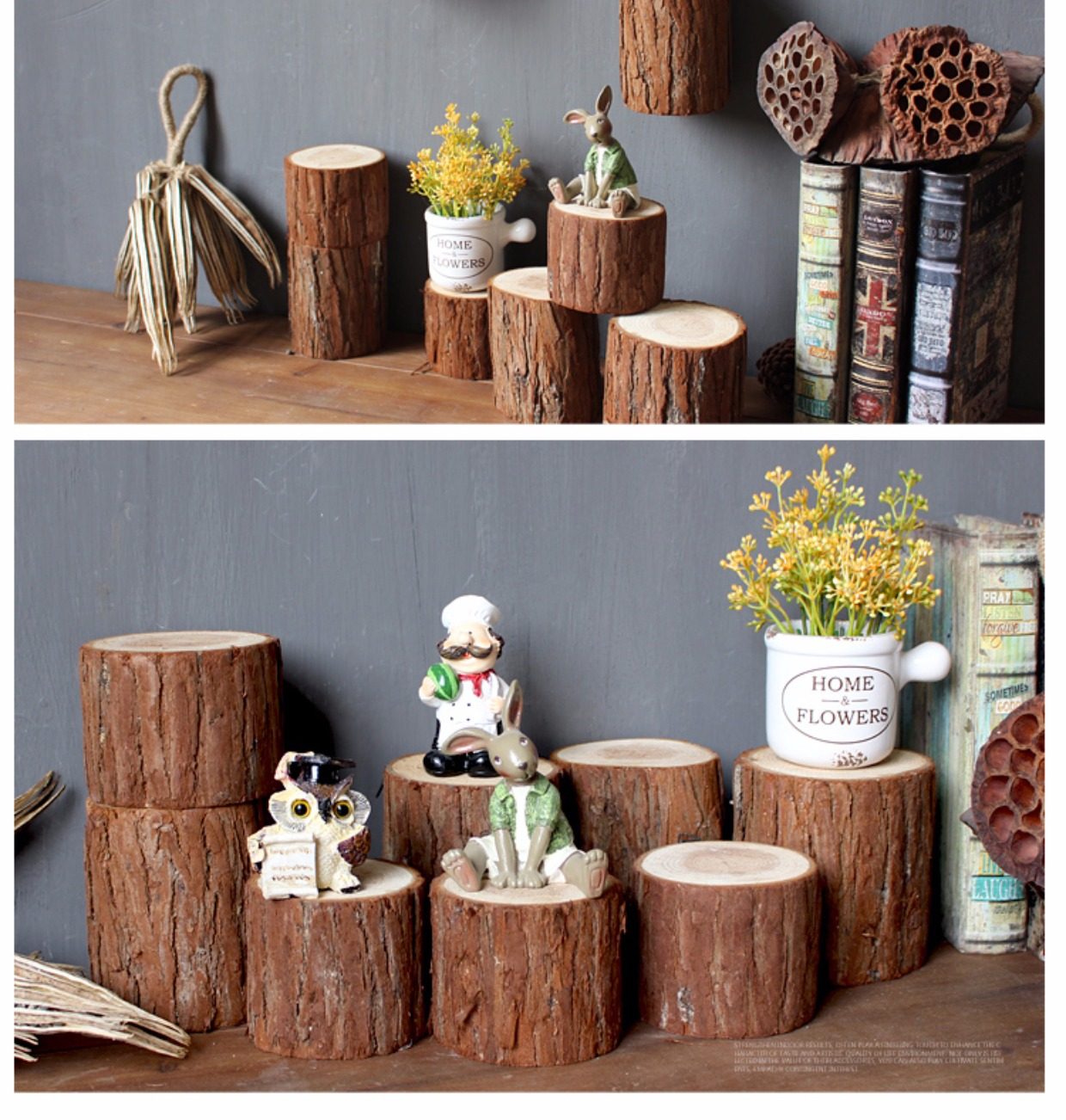 zakka 美式乡村 天然杉木 木桩 摆件 壁饰 可挂 实木装饰品道具
