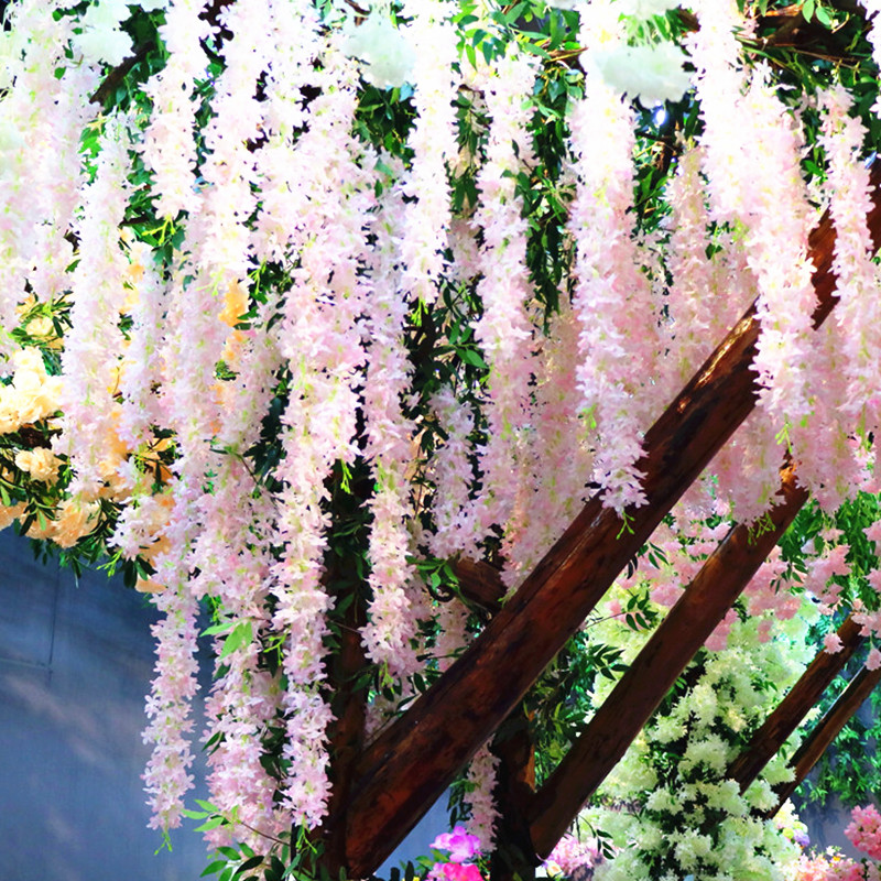 shopping mall celebration 4s shop exhibition hall atrium sky pendant kindergarten decoration summer simulation wisteria flower bean flower pendant