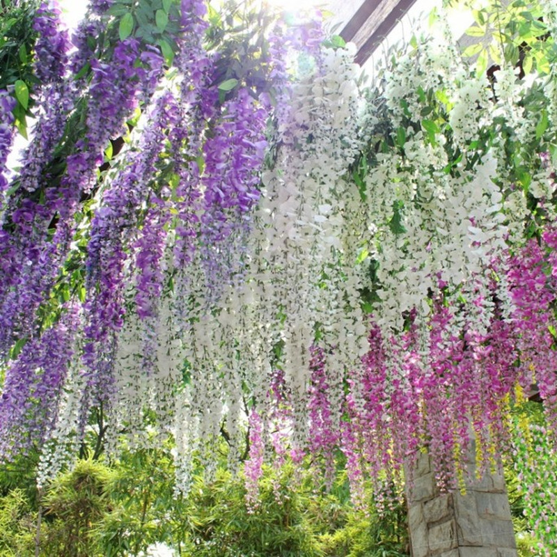 shopping mall celebration 4s shop exhibition hall atrium sky pendant kindergarten decoration summer simulation wisteria flower bean flower pendant