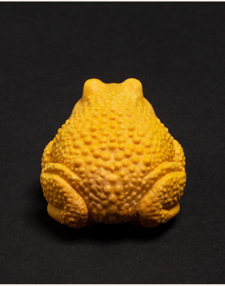 黄杨木雕创意实木工艺品文玩手把件家居风水蟾蜍招财进宝金蟾摆件