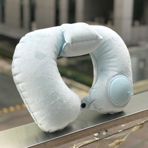 Press inflatable pillow u-shaped pillow Subway sleeping artifact Nap car travel pillow Portable neck pillow u-shaped car
