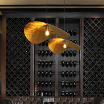 Post-modern light luxury all-copper-log leaf restaurant chandelier American personality bar café designer template lamp