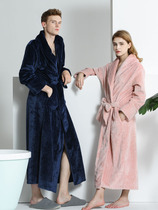 Sleeping Burqa Woman Autumn Winter Coral Suede Warm Plus Suede Thickened Mens Pajamas Lengthiers Premium Sensual Pure Color Couple Bathrobe