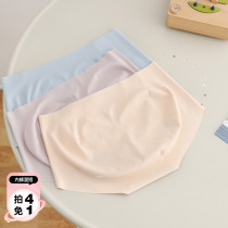 No Marks Underwear Lady Ice silk Summer thin Breathable Pure Cotton Bacteriostatic Internal Gear Mid Waist Safety Pants High Play Triangle Pants