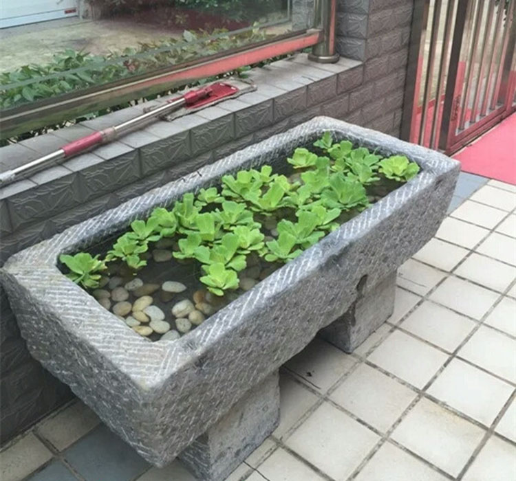 老旧石槽青石鱼缸民间旧货石头花盆猪槽牛槽马槽石盆竹子流水摆件