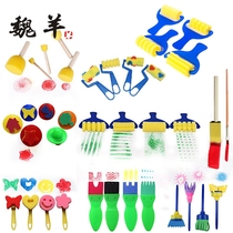 Sponge seal kindergarten DIY painting sponge brush graffiti mushroom head Childrens Art materials round rubbing tool