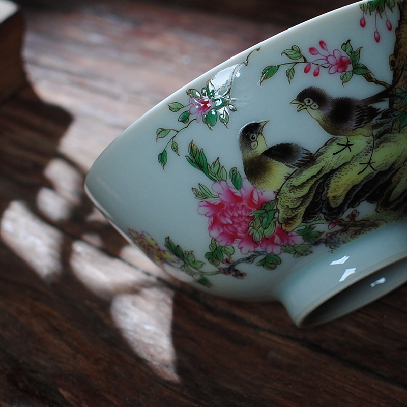 【 7.5 】 jingdezhen pure manual hand - made heavy powder enamel master sample tea cup