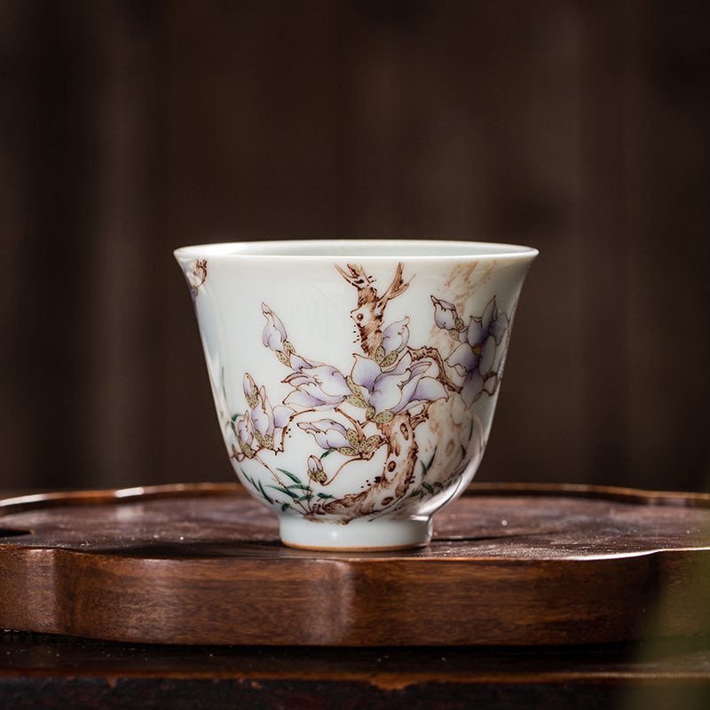 The Owl up with jingdezhen ceramic tea set manually kung fu master sample tea cup flower cup cup for cup under the glaze color hand - made