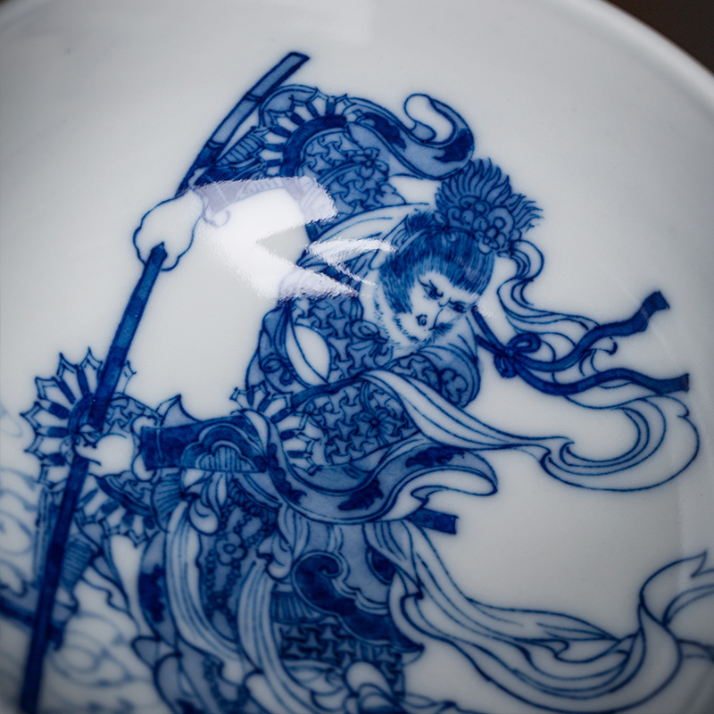 The Owl up jingdezhen blue and white hand painting of pu 'er tea large - sized ceramic cups master cup kung fu tea set