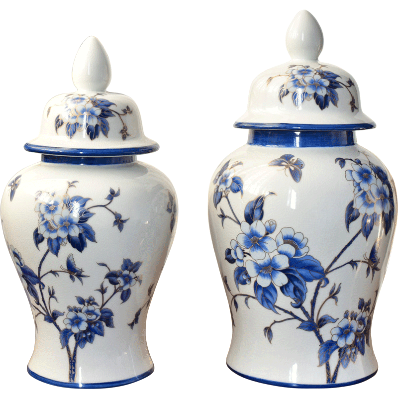 New Chinese style ceramic creative furnishing articles storage tank of blue and white porcelain decoration indoor sitting room porch ark, art ornaments