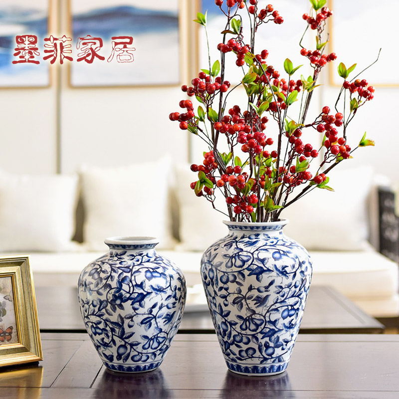 The new Chinese blue and white porcelain vase I sitting room table, TV ark, porch simulation flower art flower arranging flowers, furnishing articles