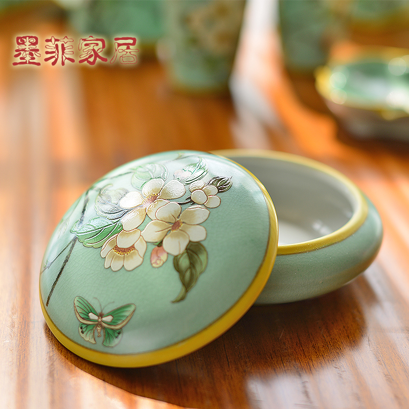 New Chinese style creative furnishing articles ceramic store content box jewelry box American country sitting room bedroom soft adornment ornament