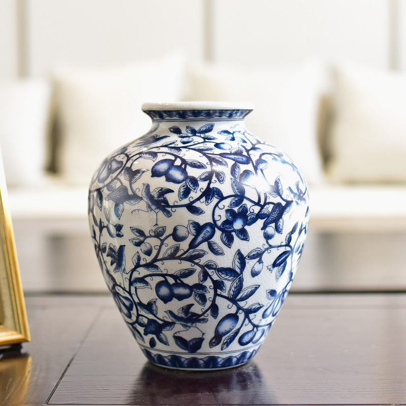 The new Chinese blue and white porcelain vase I sitting room table, TV ark, porch simulation flower art flower arranging flowers, furnishing articles