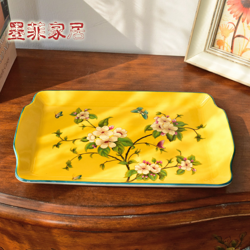 New Chinese style ceramic American tea tray was fruit tray table vintage keys snack tea tea table plate decoration furnishing articles