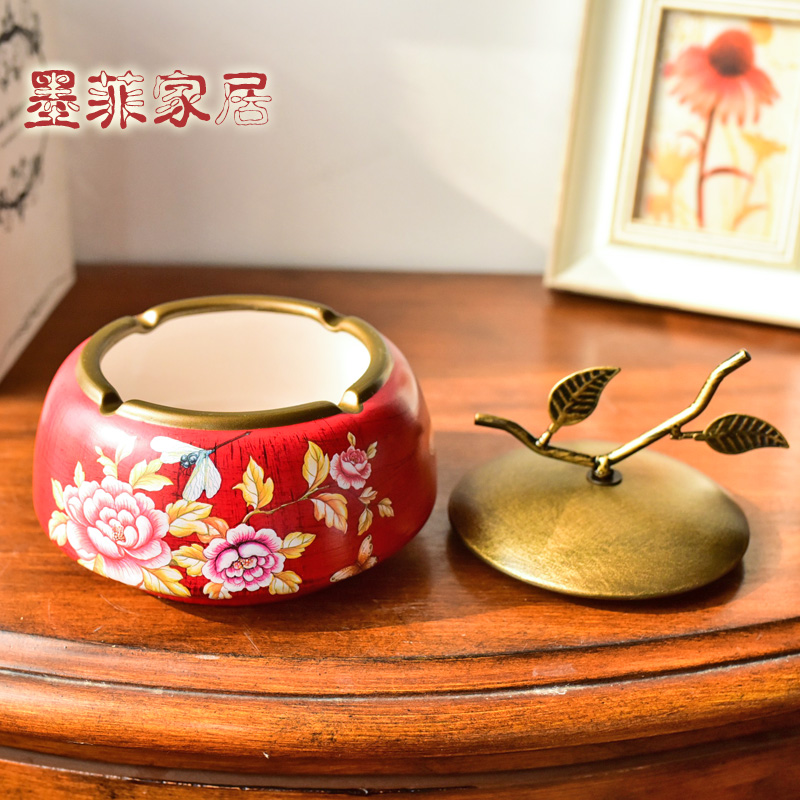 The New Chinese American with cover the fly ash ashtray creative ceramic European sitting room tea table home furnishing articles